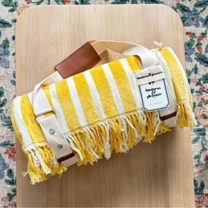Business & Pleasure Beach Blanket - Monaco Mimosa Yellow Stripe